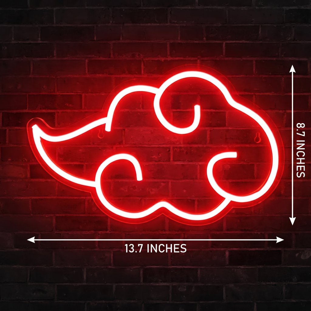 Akatsuki Cloud Neon Sign — Anime LED Wall Light for Naruto Fans & Collectors